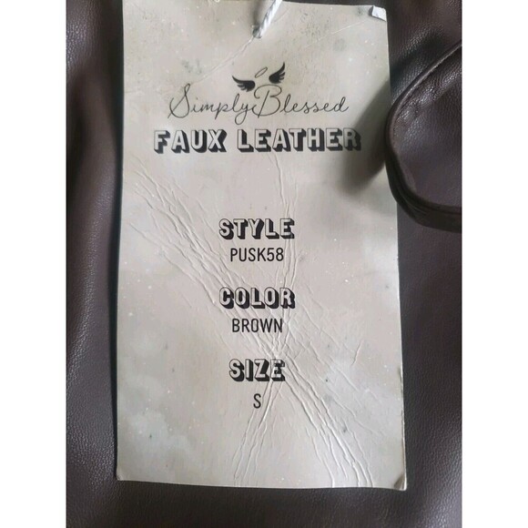 Simply Blessed Vegan Leather Skort Womens Small Brown Tie Waist NWT - Picture 7 of 8